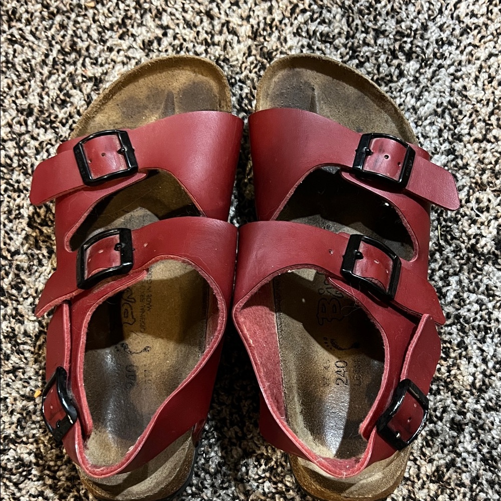 Birkis Kids Red Sandals with Adjustable Straps